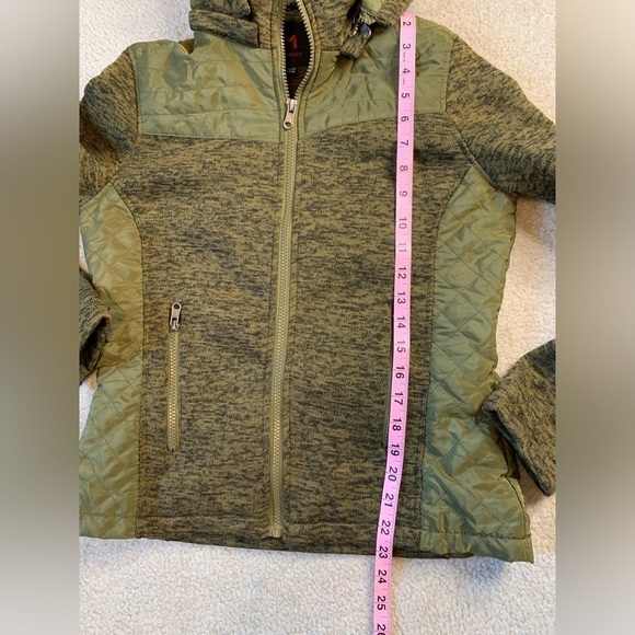 Marqt ZIP up Hooded Sweater Quilted Jacket Lined Women Medium Heathered Olive - Picture 7 of 9